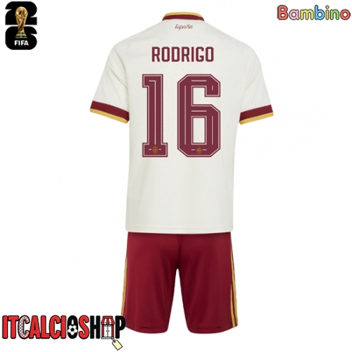 Spagna Rodri Hernandez #16 Seconda Maglia Bambino Mondiali 2026 Manica Corta (+ Pantaloni corti)